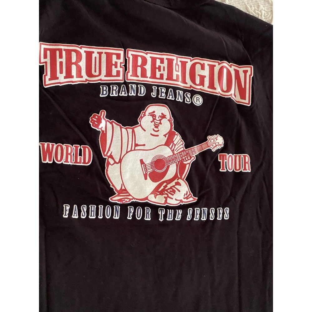 True Religion Double Puff T-Shirt Buddha Logo Horseshoe USA Mens 2XL 44" Chest